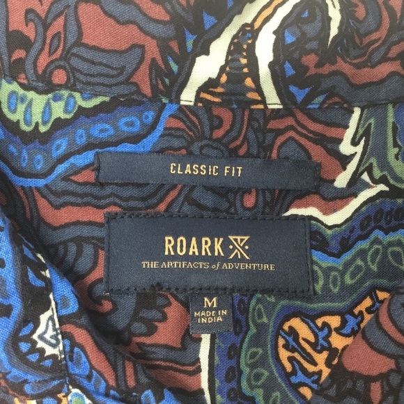 Roark Paisley Casual Button Down Shirt - Blue and Brown - Picture 7 of 10